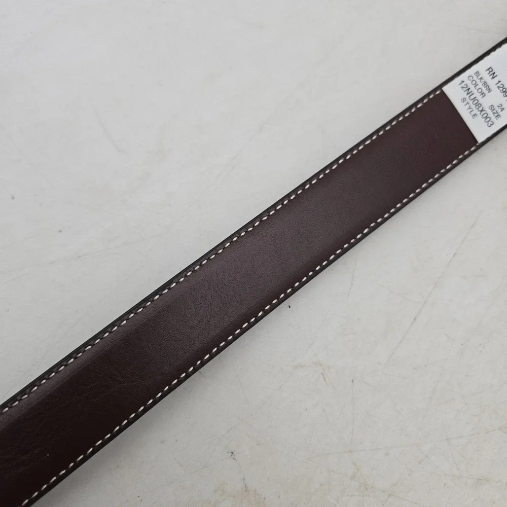 Nautica Belt Black Brown Reversible Syn Leather Womens 24 Nickel Buckle